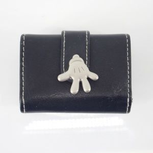 Disney World Black Faux Leather Lipstick Case Travel Holder  Makeup Micky Mouse